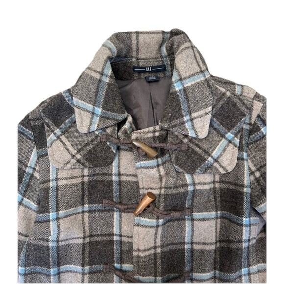 Gap Women’s Wool Blend Brown Blue Plaid Peacoat XS Preppy - Picture 3 of 7